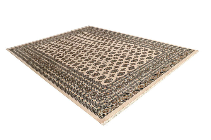 Brown Pakistani Bokhara Rug 9' 1" x 11' 9" Hand-Knotted | No. QA73798