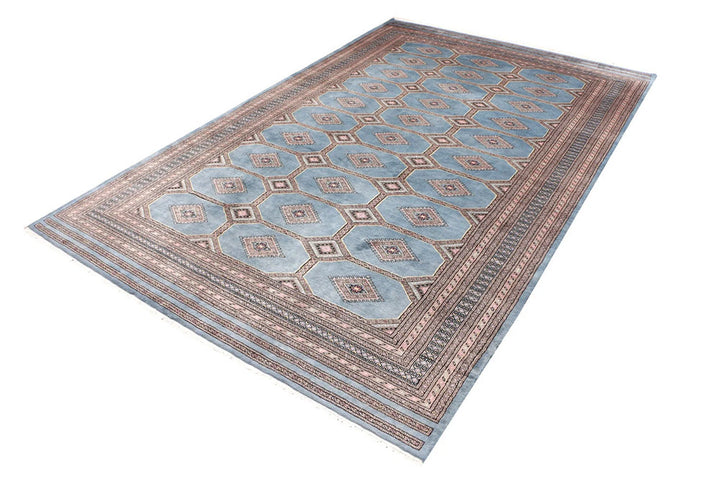 Light Slate Grey Pakistani Jaldar Rug 6' 8" x 10' 4" Hand-Knotted | No. QA73807