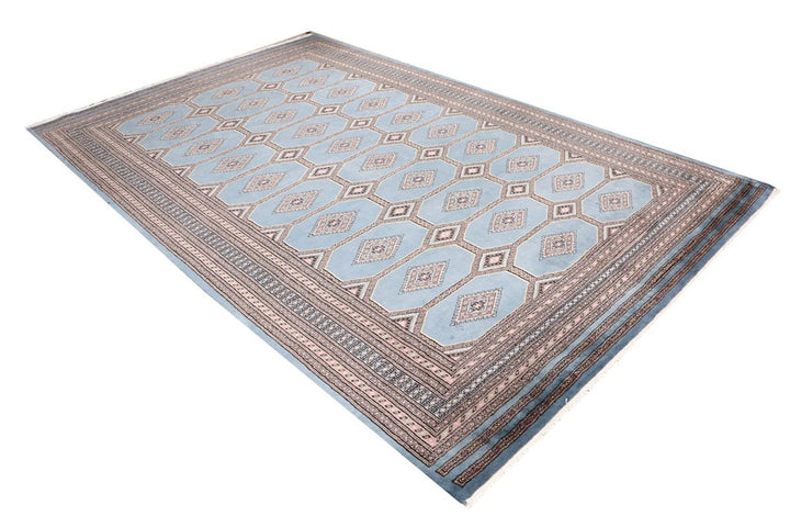 Light Slate Grey Pakistani Jaldar Rug 6' 8" x 10' 4" Hand-Knotted | No. QA73807