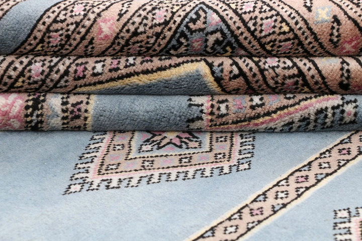 Light Slate Grey Pakistani Jaldar Rug 6' 8" x 10' 4" Hand-Knotted | No. QA73807