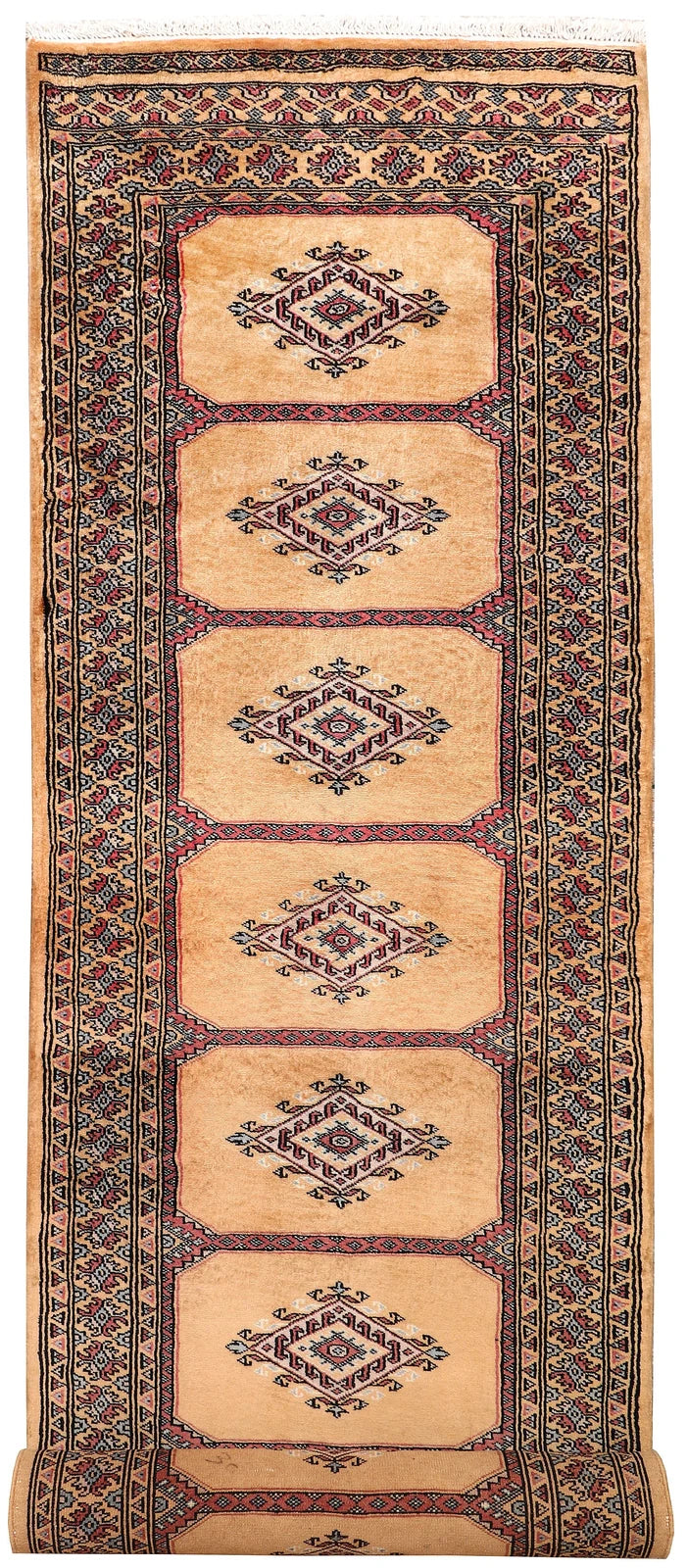 Brown Pakistani Jaldar Rug 2' 7" x 9' 9" Hand-Knotted | No. QA73827