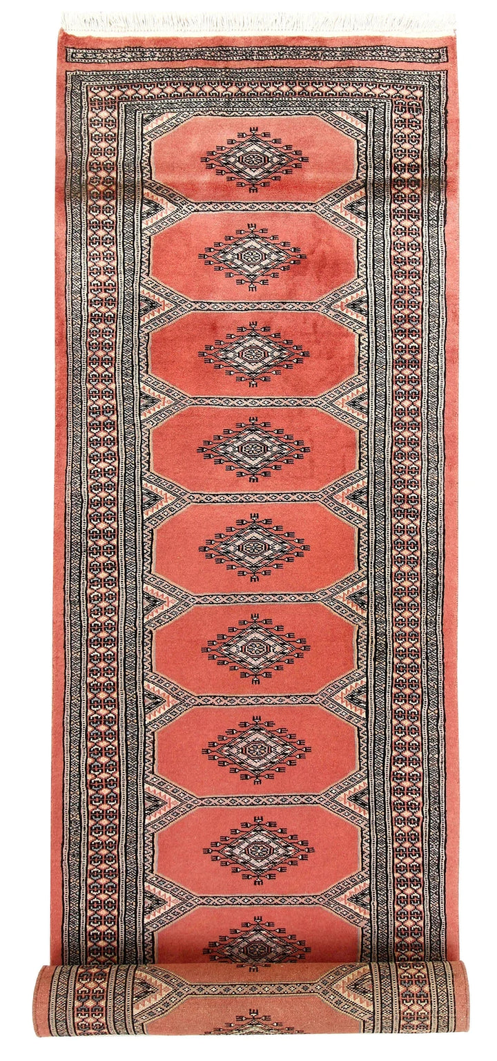 Light Salmon Pakistani Jaldar Runner 2' 7" x 10' 7" Hand-Knotted | No. QA73878