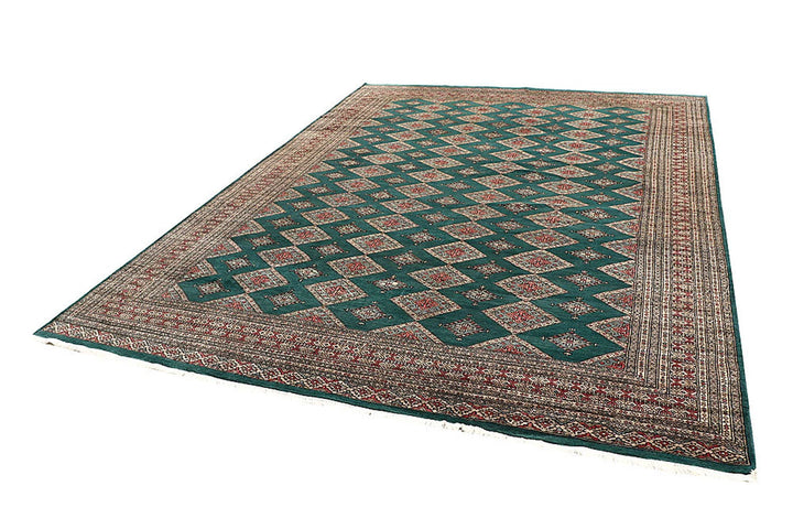 Sea Green Pakistani Jaldar Rug 8' 2" x 10' 10" Hand-Knotted | No. QA74249