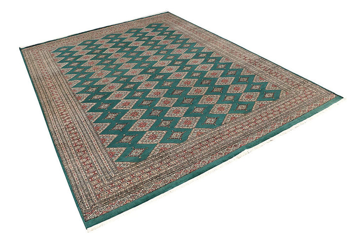 Sea Green Pakistani Jaldar Rug 8' 2" x 10' 10" Hand-Knotted | No. QA74249