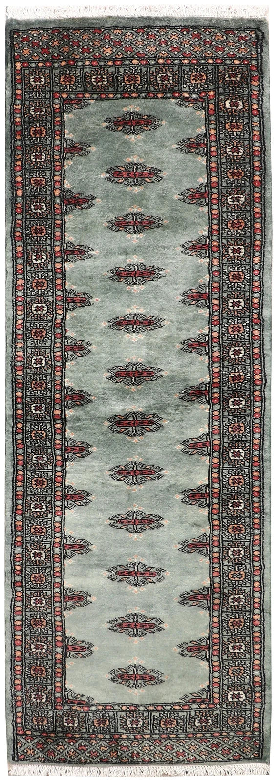 Dark Olive Green Pakistani Butterfly Rug 2' 1" x 5' 10" Hand-Knotted | No. QA74309