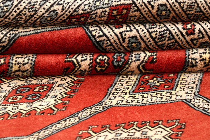 Tomato Pakistani Jaldar Rug 6' 3" x 9' 2" Hand-Knotted | No. QA74359