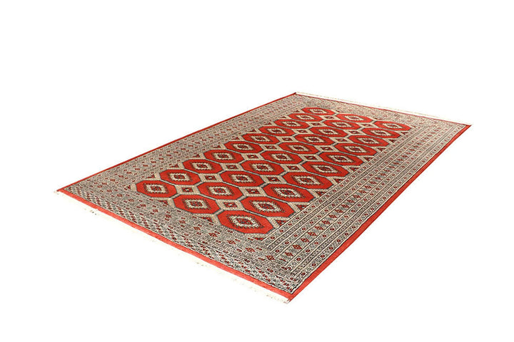 Tomato Pakistani Jaldar Rug 6' 3" x 9' 2" Hand-Knotted | No. QA74359