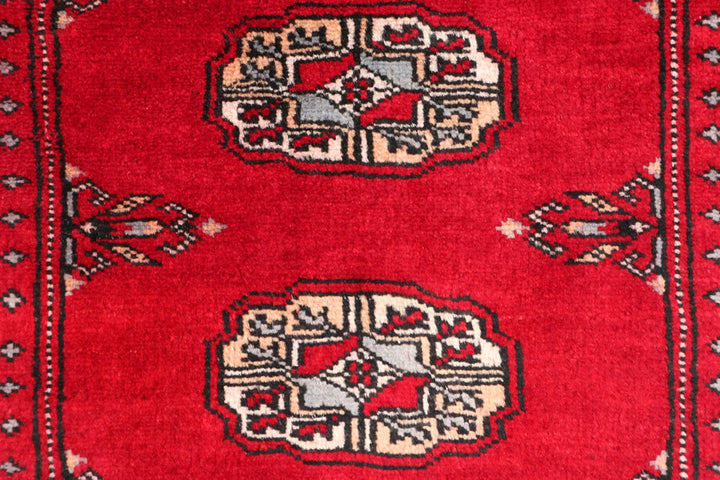 Dark Red Bokhara Rug 2' x 6' Hand-Knotted | No. QA74477