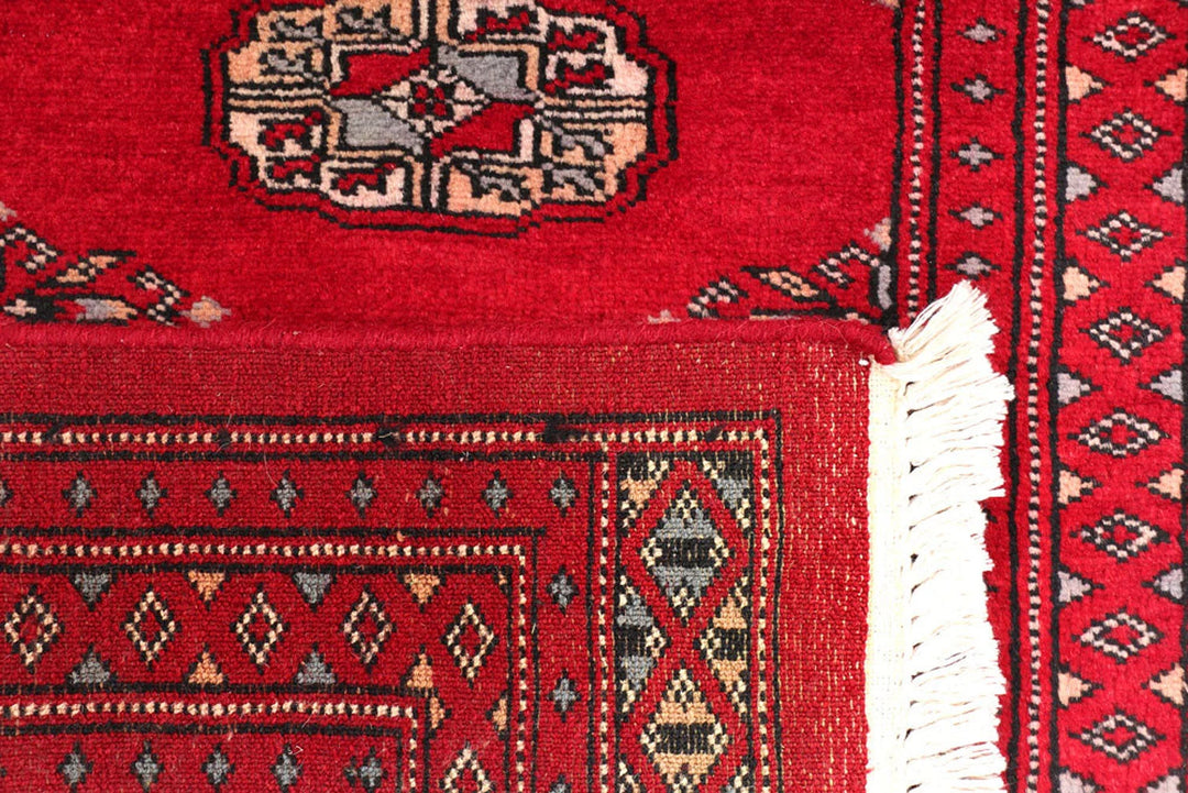 Dark Red Bokhara Rug 2' x 6' Hand-Knotted | No. QA74477