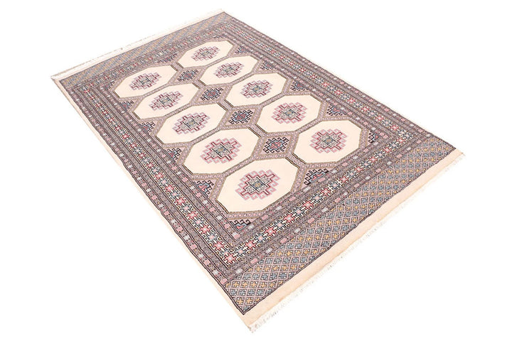 Tan Pakistani Jaldar Rug 4' x 6' Hand-Knotted | No. QA74610