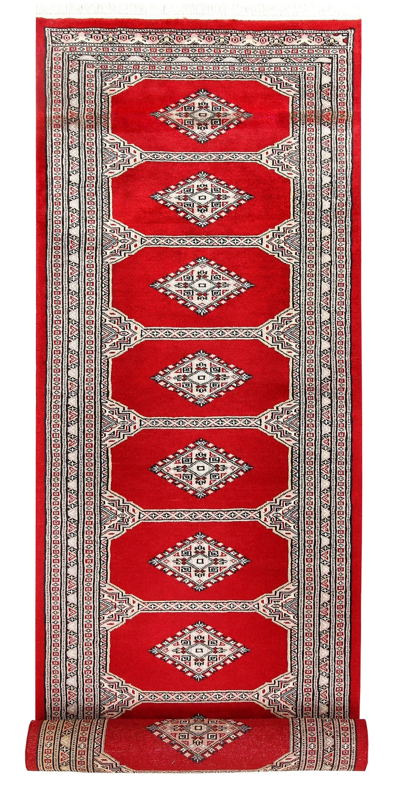 Firebrick Red Pakistani Jaldar Runner 2' 7" x 10' 6" Hand-Knotted | No. QA74765