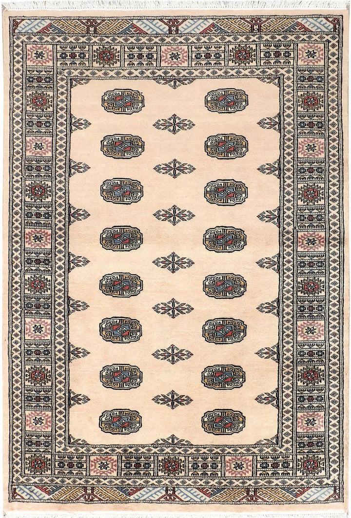 Brown Pakistani Bokhara Rug 4' 1" x 6' 1" Hand-Knotted | No. QA74986