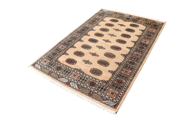Brown Pakistani Bokhara Rug 4' 1" x 6' 1" Hand-Knotted | No. QA74986