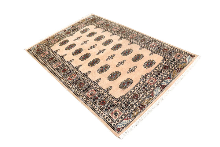 Brown Pakistani Bokhara Rug 4' 1" x 6' 1" Hand-Knotted | No. QA74986