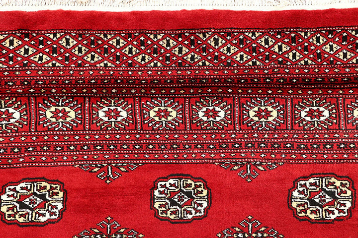 Red Pakistani Bokhara Rug 9' 3" x 12' 6" Hand-Knotted | No. QA74993