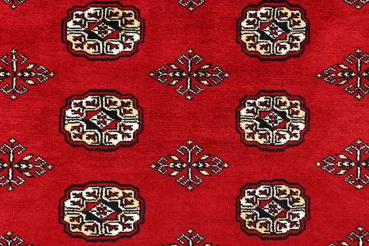 Red Pakistani Bokhara Rug 9' 3" x 12' 6" Hand-Knotted | No. QA74993