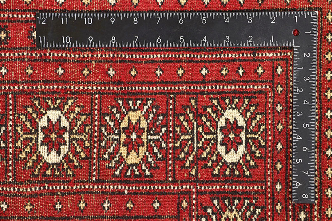 Red Pakistani Bokhara Rug 9' 3" x 12' 6" Hand-Knotted | No. QA74993