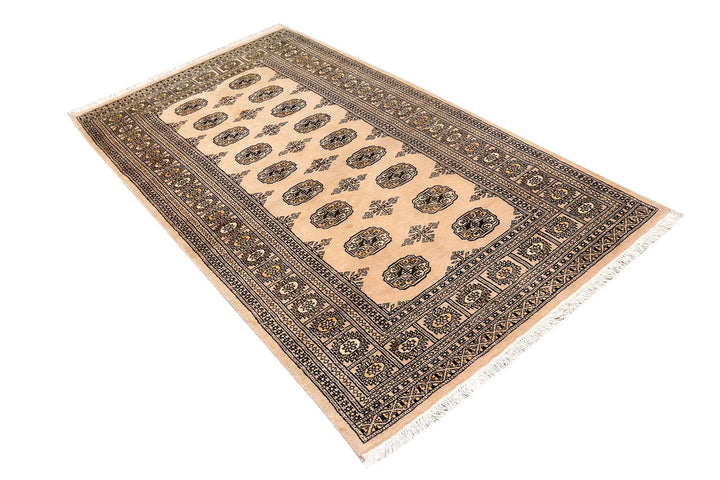Brown Pakistani Bokhara Rug 3' 11" x 7' 3" Hand-Knotted | No. QA75119