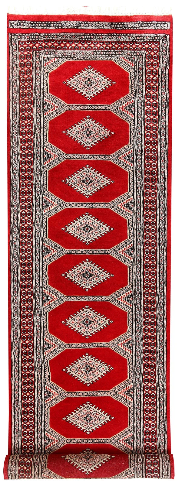 Red Pakistani Jaldar Rug 2' 4" x 9' 1" Hand-Knotted | No. QA75219