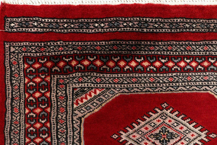 Red Pakistani Jaldar Rug 2' 4" x 9' 1" Hand-Knotted | No. QA75219