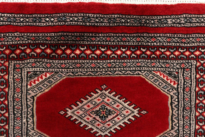 Red Pakistani Jaldar Rug 2' 4" x 9' 1" Hand-Knotted | No. QA75219