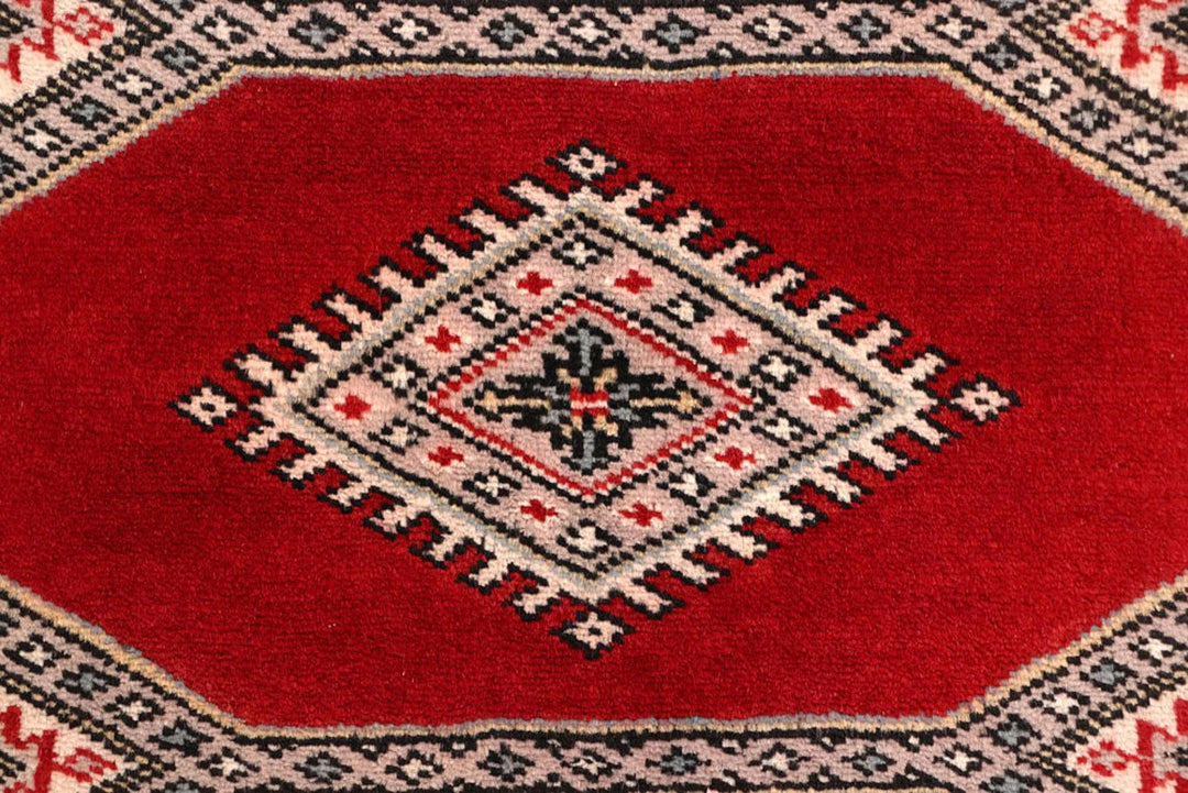 Red Pakistani Jaldar Rug 2' 4" x 9' 1" Hand-Knotted | No. QA75219