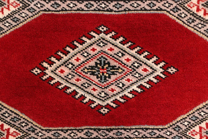 Red Pakistani Jaldar Rug 2' 4" x 9' 1" Hand-Knotted | No. QA75219