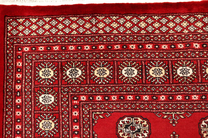 Red Pakistani Bokhara Rug 9' 4" x 12' 4" Hand-Knotted | No. QA75245