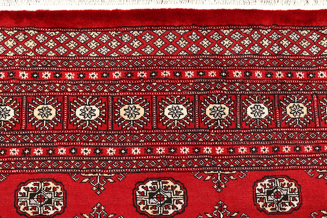 Red Pakistani Bokhara Rug 9' 4" x 12' 4" Hand-Knotted | No. QA75245