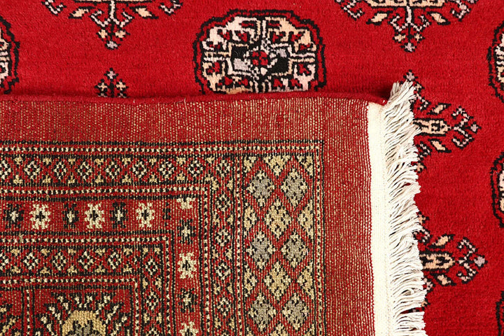 Red Pakistani Bokhara Rug 9' 4" x 12' 4" Hand-Knotted | No. QA75245