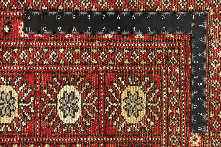 Red Pakistani Bokhara Rug 9' 4" x 12' 4" Hand-Knotted | No. QA75245