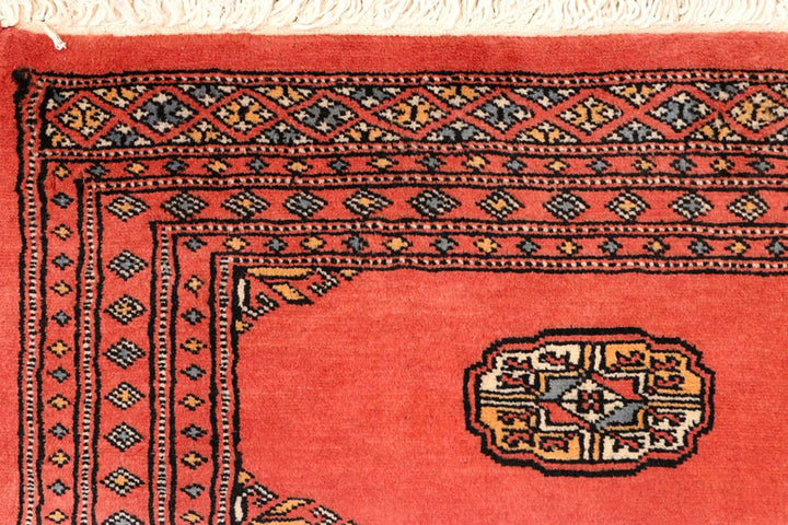 Salmon Pakistani Bokhara Rug 2' 7" x 8' 4" Hand-Knotted | No. QA75408