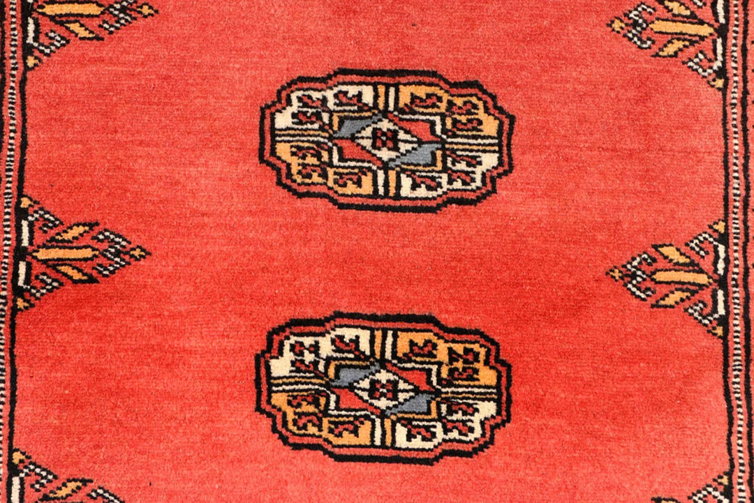 Salmon Pakistani Bokhara Rug 2' 7" x 8' 4" Hand-Knotted | No. QA75408