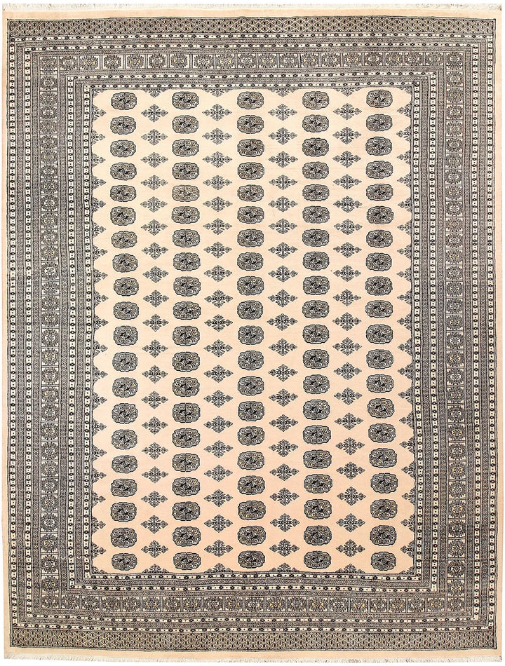 Brown Pakistani Bokhara Rug 9' 3" x 12' Hand-Knotted | No. QA75484