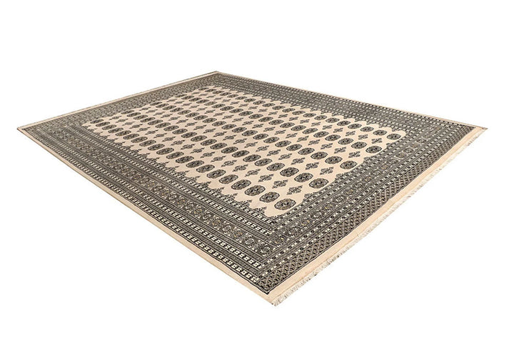 Brown Pakistani Bokhara Rug 9' 3" x 12' Hand-Knotted | No. QA75484