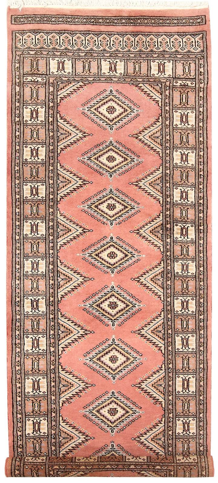 Salmon Pakistani Jaldar Runner 2' 7" x 7' 4" Hand-Knotted | No. QA75486