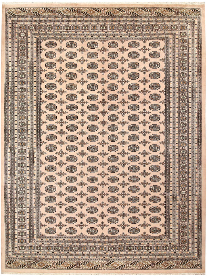 Brown Pakistani Bokhara Rug 9' 2" x 12' 1" Hand-Knotted | No. QA75511