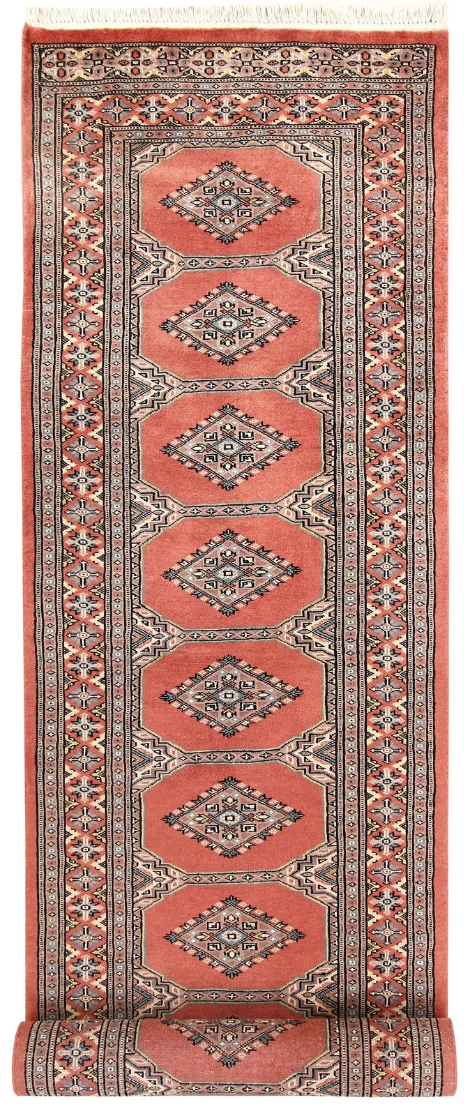 Light Salmon Pakistani Jaldar Runner 2' 6" x 10' 1" Hand-Knotted | No. QA75519