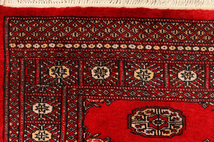 Red Bokhara Rug 2' 6" x 9' 1" Hand-Knotted | No. QA75624