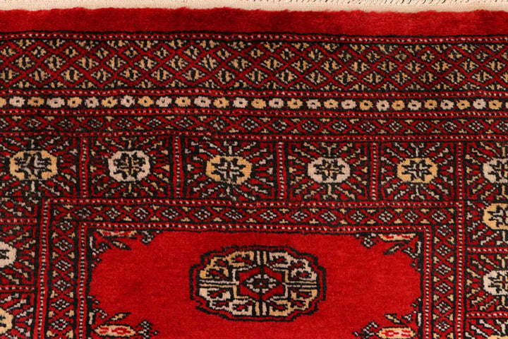 Red Bokhara Rug 2' 6" x 9' 1" Hand-Knotted | No. QA75624