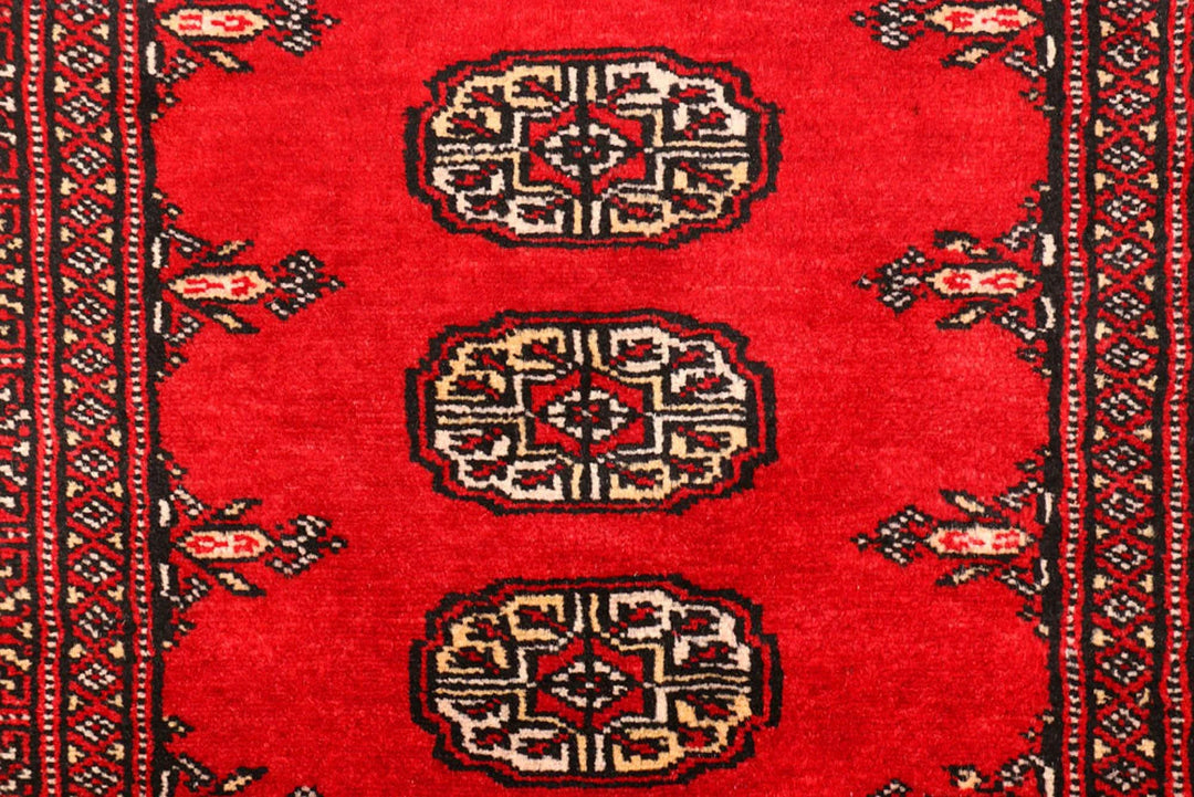 Red Bokhara Rug 2' 6" x 9' 1" Hand-Knotted | No. QA75624