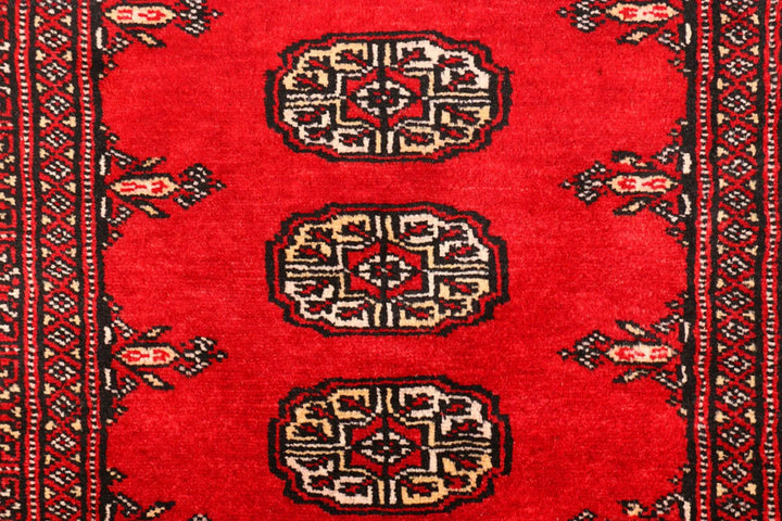 Red Bokhara Rug 2' 6" x 9' 1" Hand-Knotted | No. QA75624