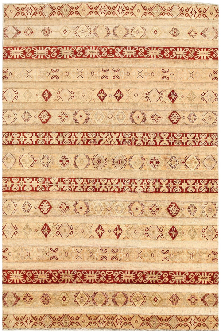 Brown Gabbeh Rug 6' 6" x 9' 8" Hand-Knotted | No. QA75633