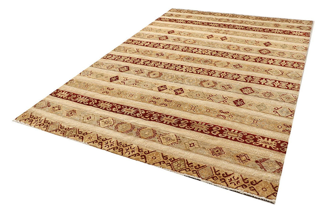 Brown Gabbeh Rug 6' 6" x 9' 8" Hand-Knotted | No. QA75633