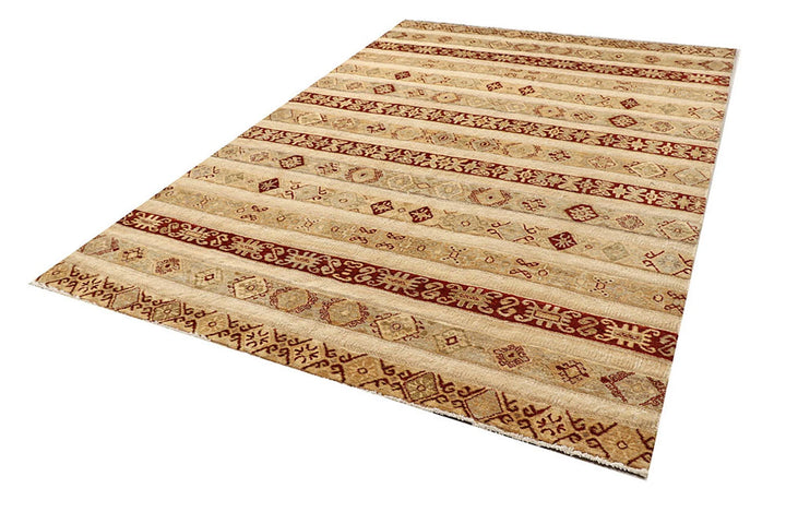 Brown Gabbeh Rug 6' 6" x 9' 8" Hand-Knotted | No. QA75633