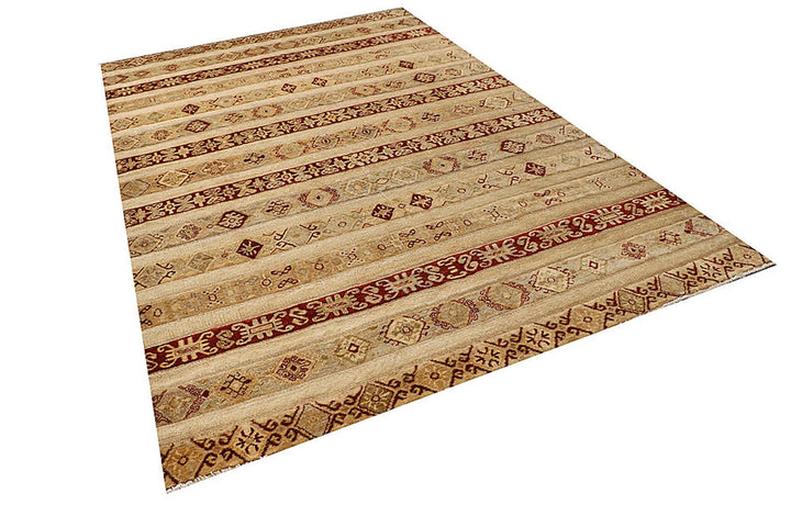 Brown Gabbeh Rug 6' 6" x 9' 8" Hand-Knotted | No. QA75633
