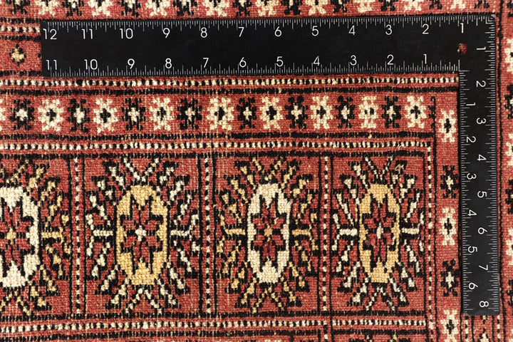 Salmon Pakistani Bokhara Rug 8' x 10'2" Hand-Knotted | No. QA75705