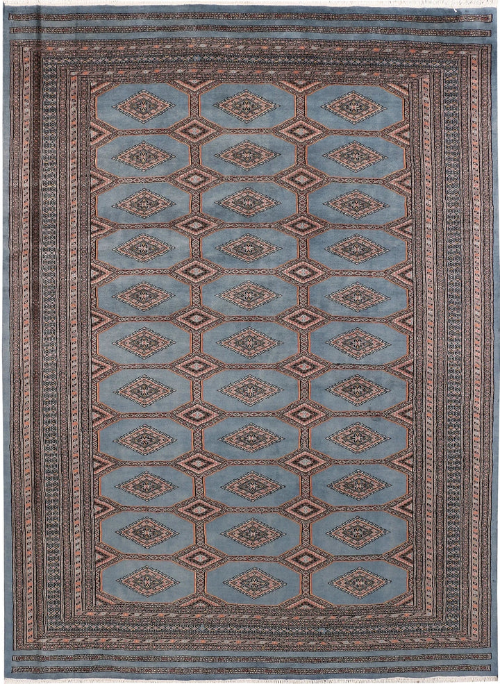 Light Slate Grey Pakistani Jaldar Rug 7' 1" x 9' 9" Hand-Knotted | No. QA75780