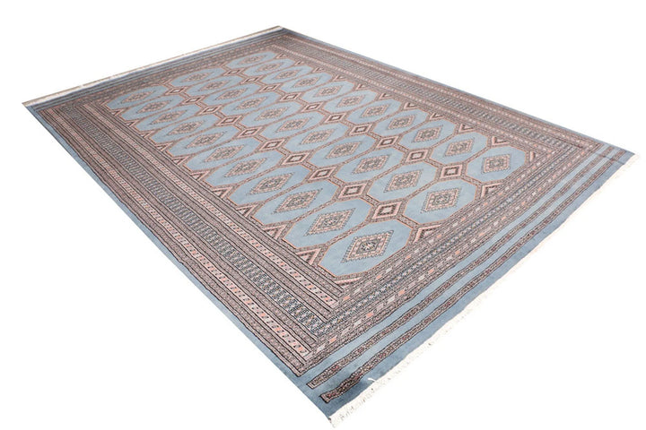 Light Slate Grey Pakistani Jaldar Rug 7' 1" x 9' 9" Hand-Knotted | No. QA75780