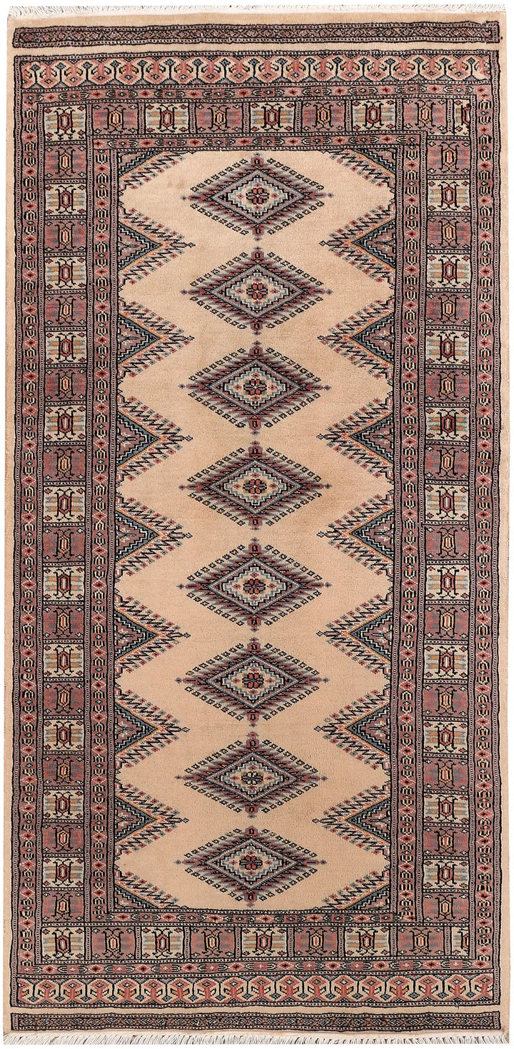 Tan Pakistani Jaldar Rug 3' x 6' Hand-Knotted | No. QA75863